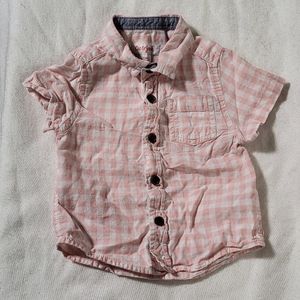 Cat & Jack Baby Girl Pink Plaid Button Down Shirt Size 12M